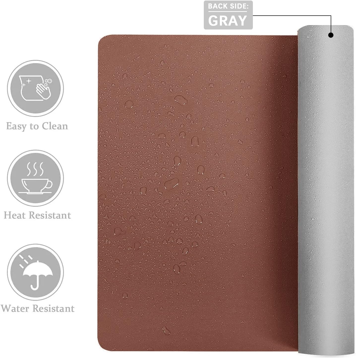 Double-Sided PU Leather Desk Pad - Non-Slip Large Mouse Pad & Desk Mat for Office, Home - Waterproof, Easy to Clean, Durable Dual-Sided Surface(Brown, 23.6" X 13.7")
